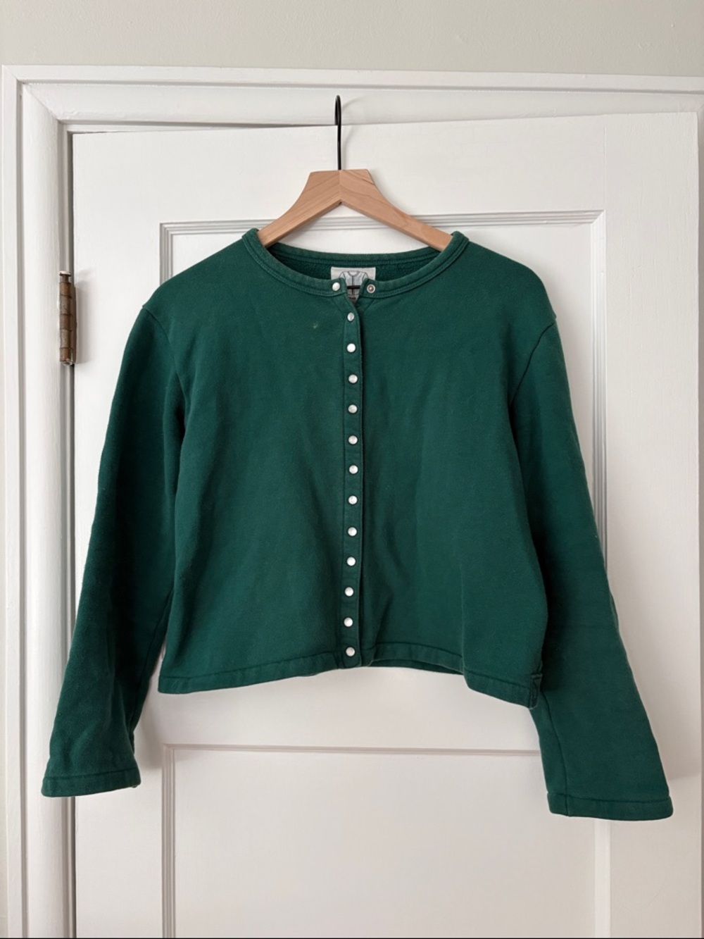 Agnes B. Snap Button Cardigan, Green, Size 1 (small)